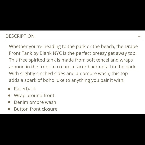 Blank NYC | 'Please be Quiet' Drape Front Tank - Picture 8 of 8